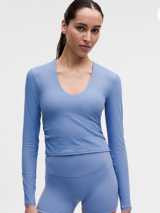 lululemon athletica Tops - Lululemon athletica Periwinkle Blue Ribbed V-Neck Long Sleeve Top